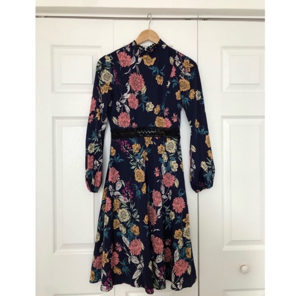 Midi floral long sleeve dress